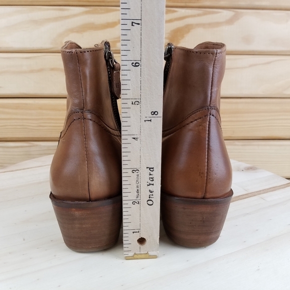 Vintage Foundry Co. Arielle Brown Leather Ankle Western Boot Pointed Toe Zip NEW - Picture 5 of 13